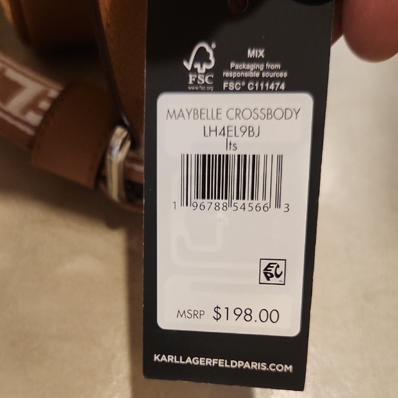 Karl Lagerfeld Brown Leather and Woven Crossbody Bag W Charms & Guitar Strap NWT - Picture 11 of 11